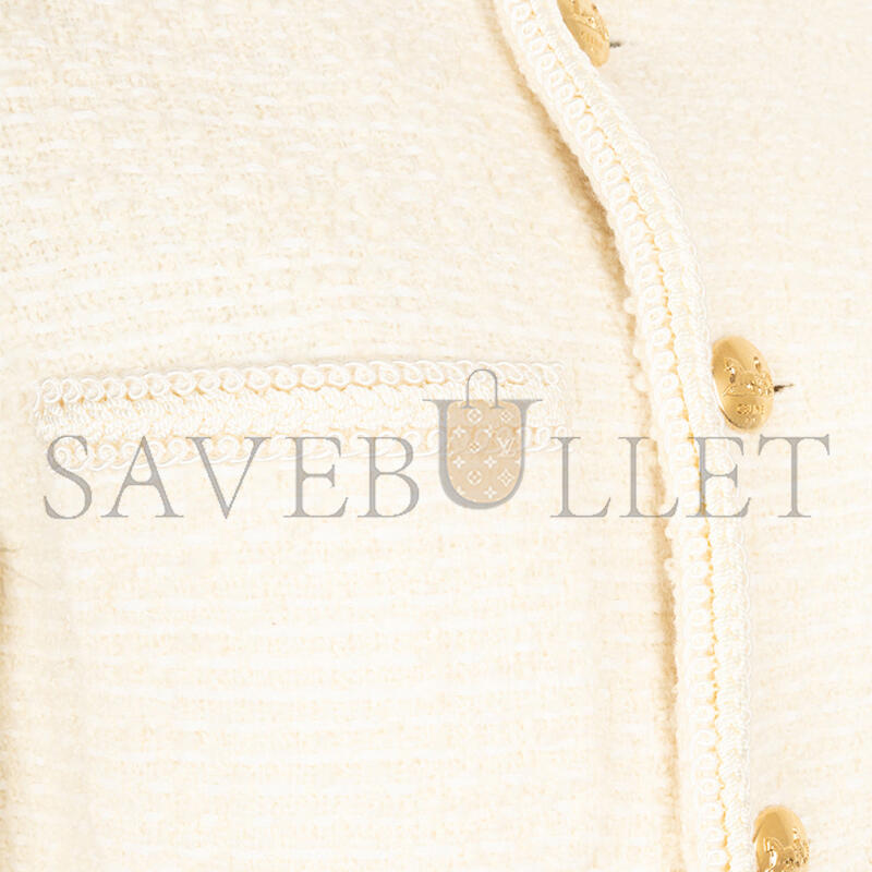 Ce1i*e patch pocket tweed jacket ivory